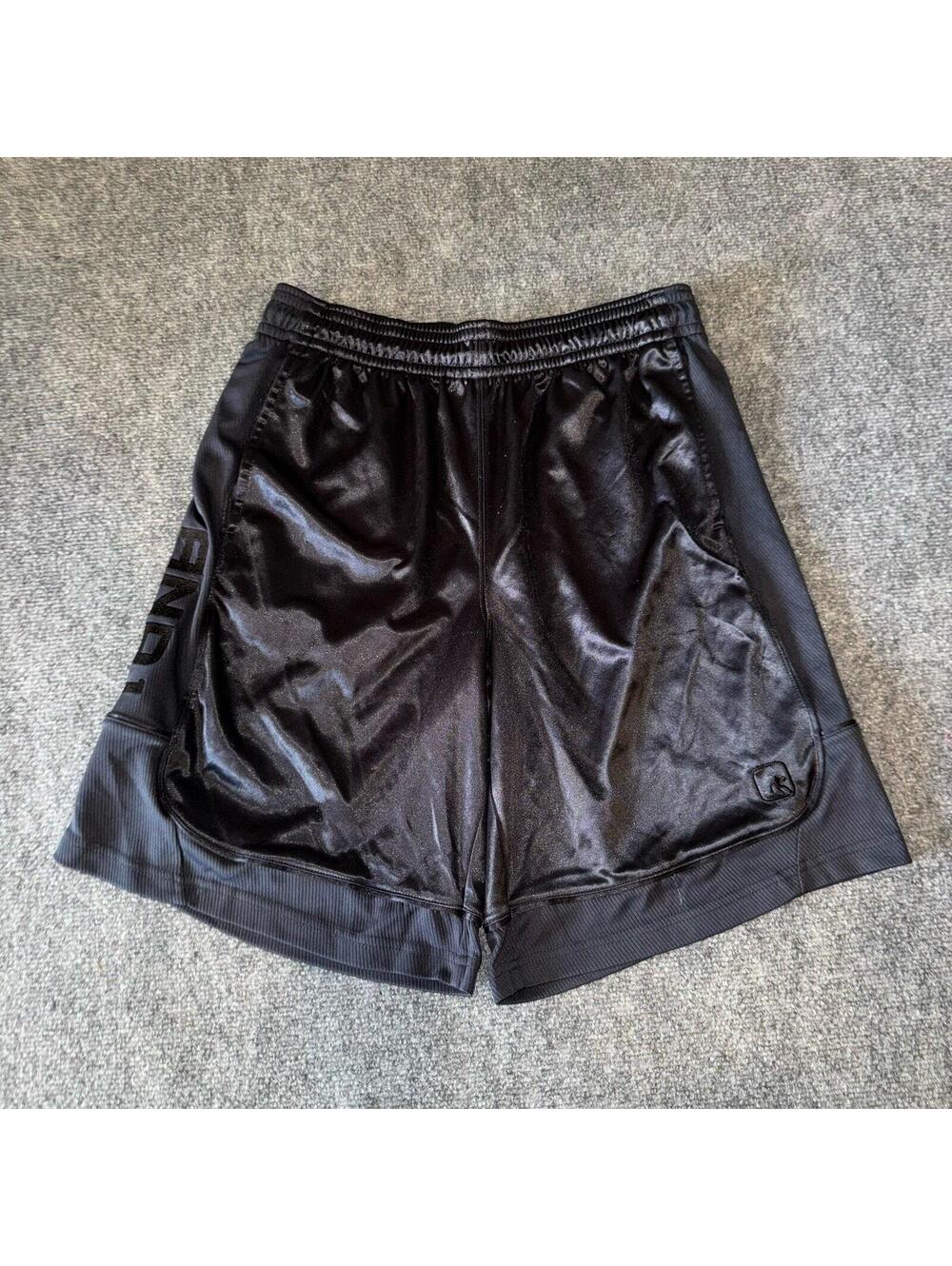 AND1 Black Baggy Dazzle Hoop Shorts Mens MD Vtg y2k 90s Rare